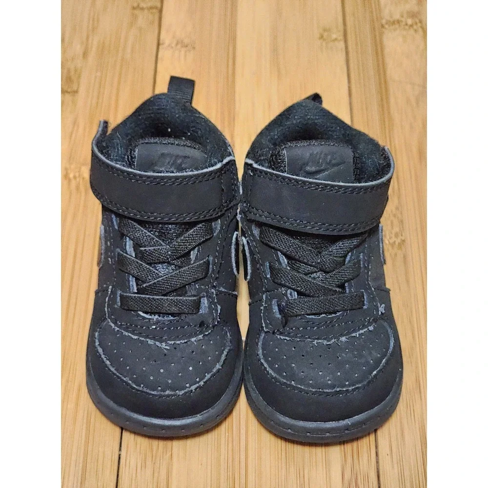 Nike Court Borough Mid Shoes Toddler 3C Triple Black 870027-001 Sneakers